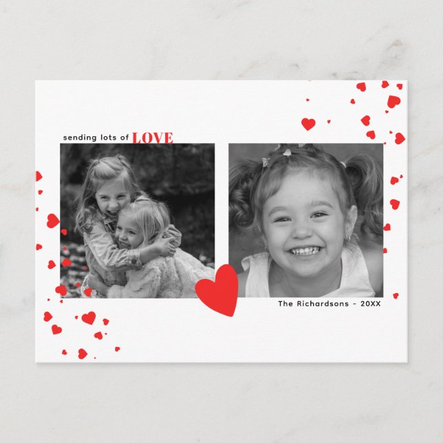 Cartes Pour Fêtes Annuelles Coeurs rouges modernes Saint Valentin Photo person (Devant)