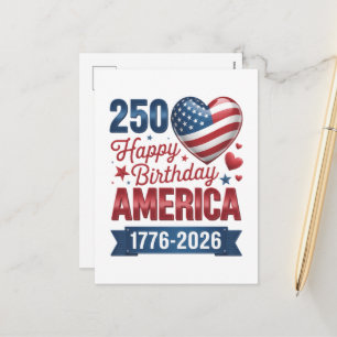 Cartes Pour Fêtes Annuelles Cœurs USA 1776 2026 4 juillet