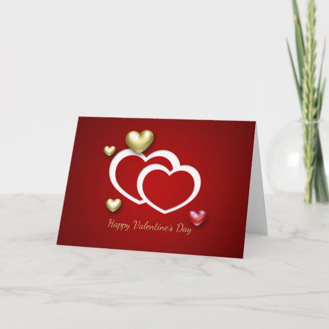 Cartes Pour Fêtes Annuelles Coeurs Valentin Rouge Or Moderne (Devant)