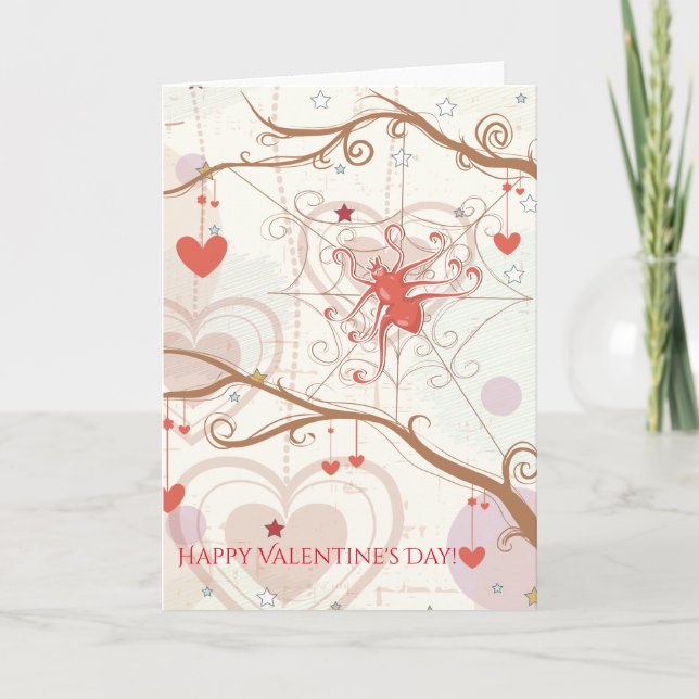 Cartes Pour Fêtes Annuelles Coeurs Web Heureuses Saintes-Valentin mignons Spid (Devant)