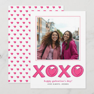 Cartes Pour Fêtes Annuelles Cœurs XOXO rose magenta photo Galentines Day