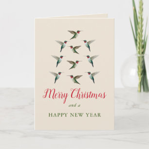 Cartes Pour Fêtes Annuelles Colibri à gorge rubis de Noël