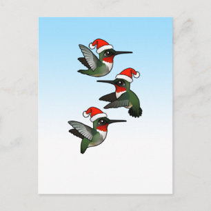 Cartes Pour Fêtes Annuelles Colibri à gorge rubis de Noël