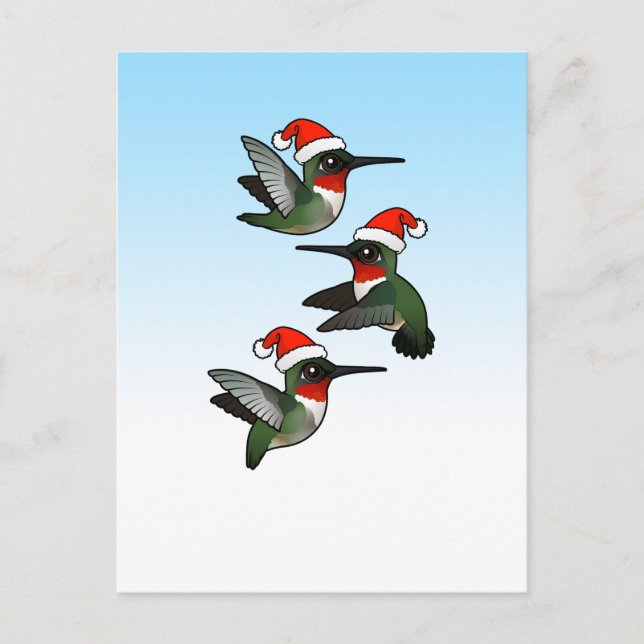 Cartes Pour Fêtes Annuelles Colibri à gorge rubis de Noël (Devant)