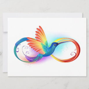Cartes Pour Fêtes Annuelles Colibri arc-en-ciel avec symbole Infinity