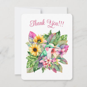 Cartes Pour Fêtes Annuelles Colibri et fleurs tropicales