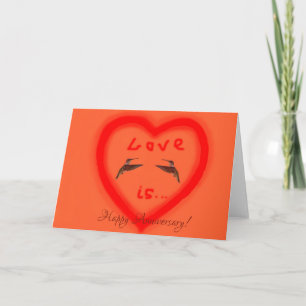 Cartes Pour Fêtes Annuelles Colibris dans le coeur - L'amour est
