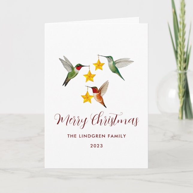 Cartes Pour Fêtes Annuelles Colibris personnalisés Joyeux Noël (Devant)