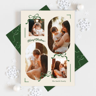 Cartes Pour Fêtes Annuelles collage 4 photo multi photos Vaches vert ovale Pho
