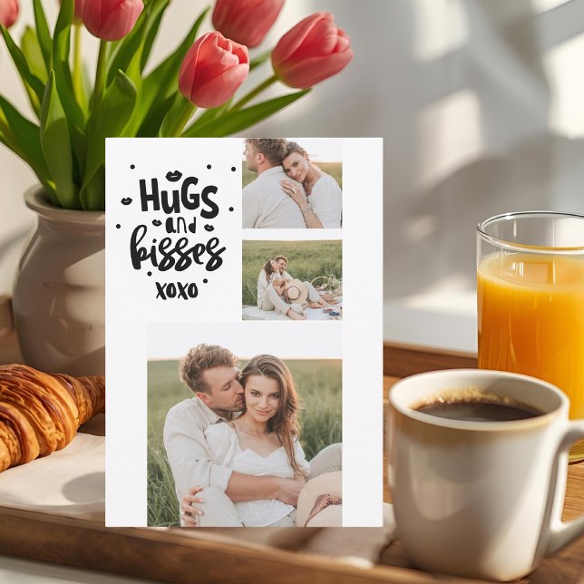 Cartes Pour Fêtes Annuelles Collage Couple Photo & Hugs Et Baisers Phrase Love (Créateur téléchargé)