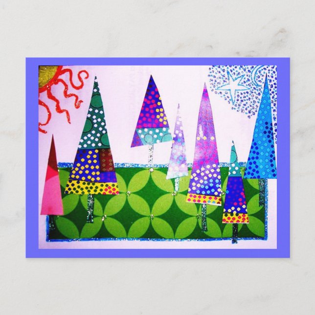 Cartes Pour Fêtes Annuelles Collage d'arbres, Joyeuses fêtes (Devant)
