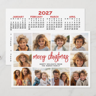 Cartes Pour Fêtes Annuelles Collage de 10 photos avec calendrier 2027 - Noël