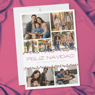 Cartes Pour Fêtes Annuelles Collage de 7 photos modernes Feliz Navidad Lumière