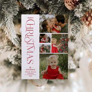 Cartes Pour Fêtes Annuelles Collage de cinq photos Famille Joyeux Noël
