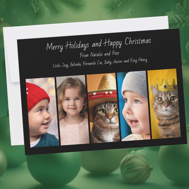 Cartes Pour Fêtes Annuelles Collage de cinq photos Joyeux Noël (Créateur téléchargé)