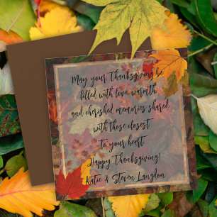 Cartes Pour Fêtes Annuelles Collage de feuilles d'automne vibrantes de Thanksg
