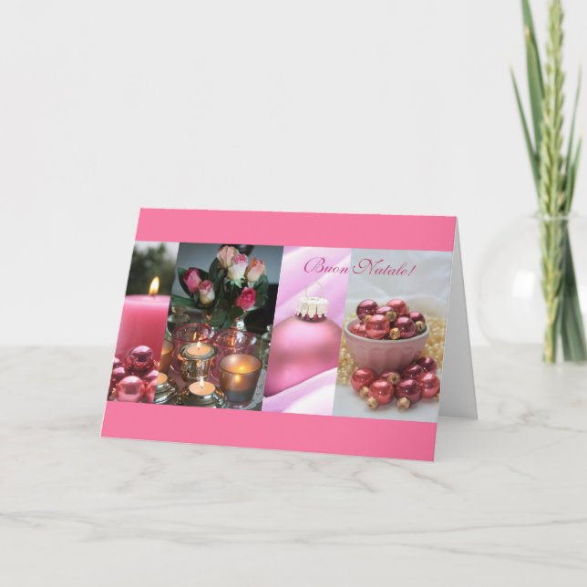 Cartes Pour Fêtes Annuelles collage de noël rose (Devant)