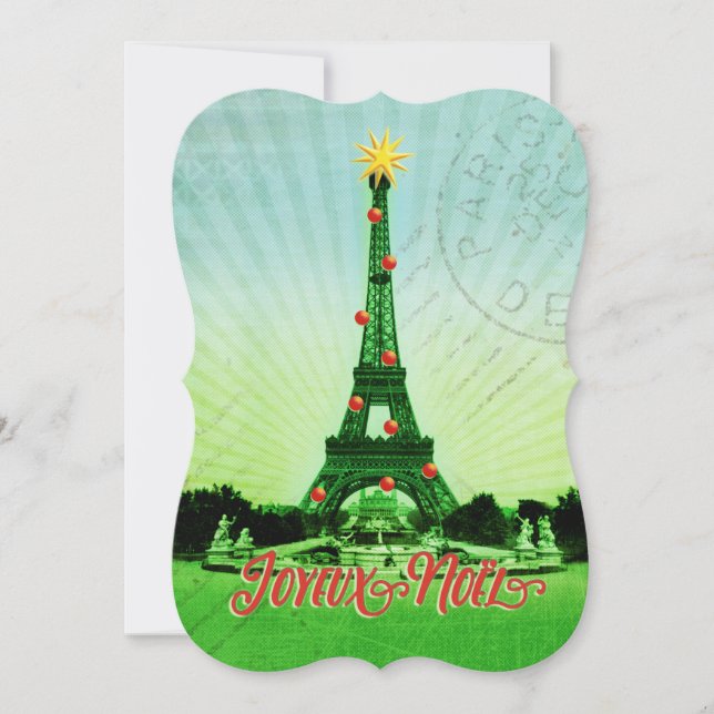 Cartes Pour Fêtes Annuelles Collage de Noël Tour Eiffel (Devant)