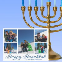 Collage de photos de famille bleu joyeux Hanukkah