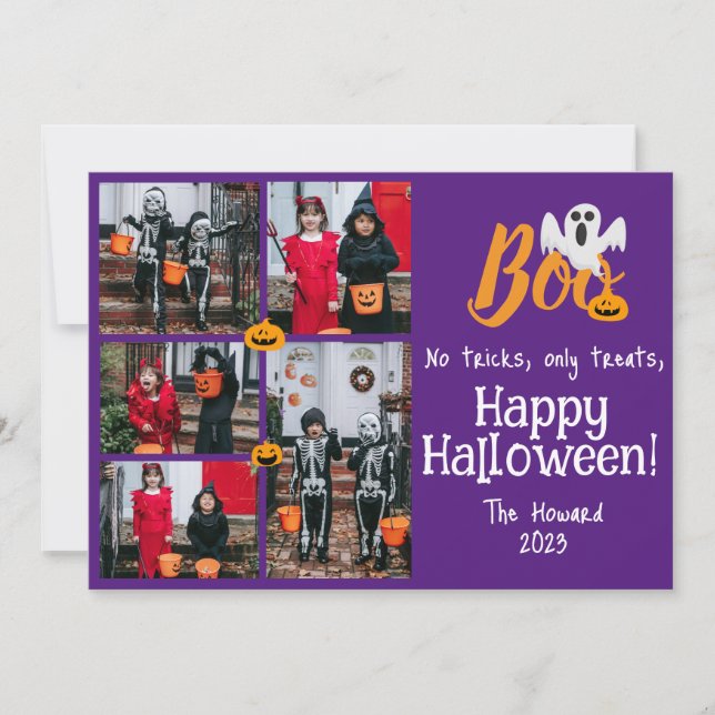 Cartes Pour Fêtes Annuelles Collage de photos de famille Halloween en Citrouil (Devant)