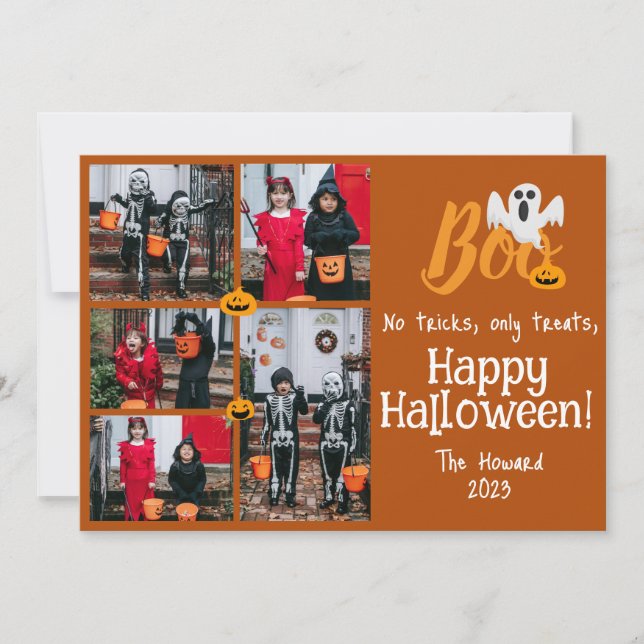 Cartes Pour Fêtes Annuelles Collage de photos de famille Halloween en Citrouil (Devant)