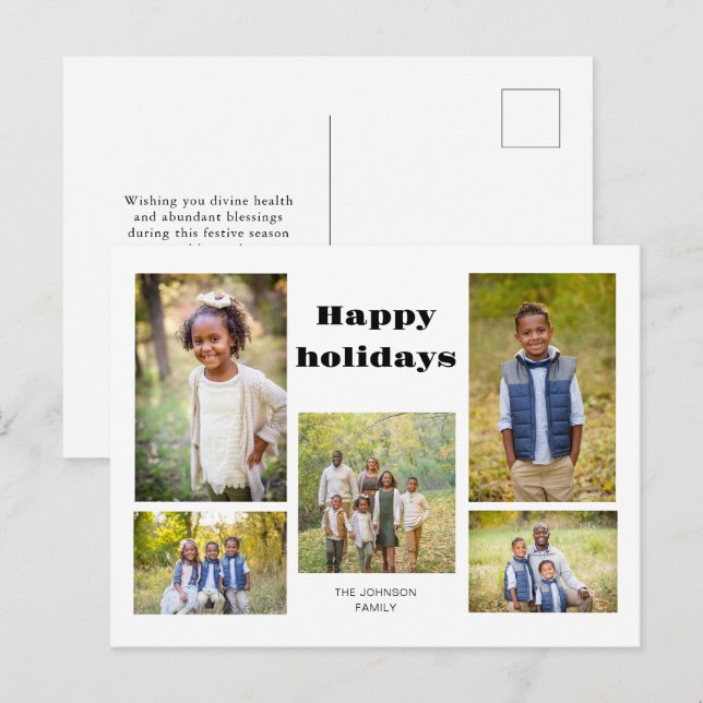 Cartes Pour Fêtes Annuelles Collage de photos de famille Joyeux jours fériés (Devant / Derrière)