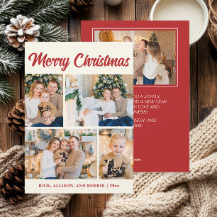 Cartes Pour Fêtes Annuelles Collage de photos de famille Joyeux Noël Rouge