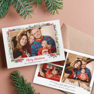 Cartes Pour Fêtes Annuelles Collage de photos de Noël à l'aquarelle avec écrit