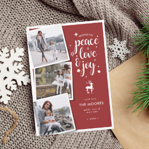Cartes Pour Fêtes Annuelles Collage de photos de Noël Joie Amour Paix Fêtes