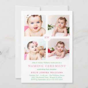Cartes Pour Fêtes Annuelles Collage de photos en rose monogramme Cérémonie de 
