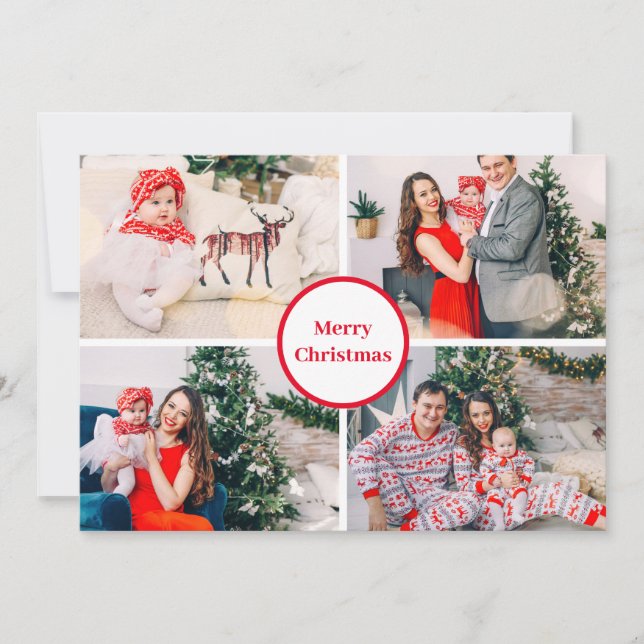 Cartes Pour Fêtes Annuelles Collage de photos familiales personnalisées Joyeux (Devant)