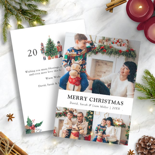Cartes Pour Fêtes Annuelles Collage de photos Joyeux Noël (Nutcracker Photo Collage Merry Christmas Holiday Card)