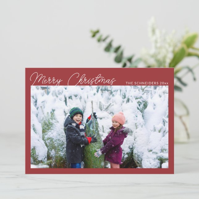 Cartes Pour Fêtes Annuelles Collage de photos moderne Joyeux Noël écriture rou (Debout devant)