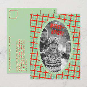 Cartes Pour Fêtes Annuelles Collage de photos personnalisé de Noël à carreaux