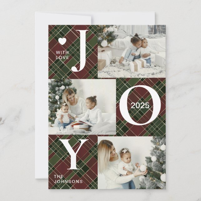 Cartes Pour Fêtes Annuelles Collage de quatre photos moderne | Joy Joyeux Noël (Devant)