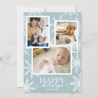 Cartes Pour Fêtes Annuelles Collage flocon de neige pastel bleu clair