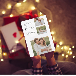 Cartes Pour Fêtes Annuelles Collage moderne Couple Photo & Live Love Laugh Cad