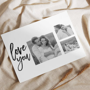 Cartes Pour Fêtes Annuelles Collage moderne Couple Photo & Love You Beauté Cad