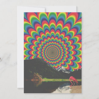 Cartes Pour Fêtes Annuelles Collage Nature de Flamant Psychédélique Personnali