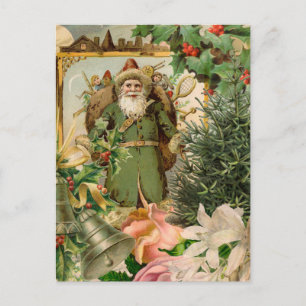 Cartes Pour Fêtes Annuelles Collage Noël Père Noël Vert Ancien Monde Antique