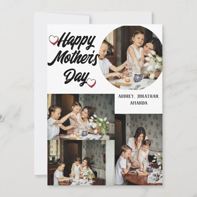 Cartes Pour Fêtes Annuelles Collage personnalisé pour la fête des Mères, quatr (Devant)