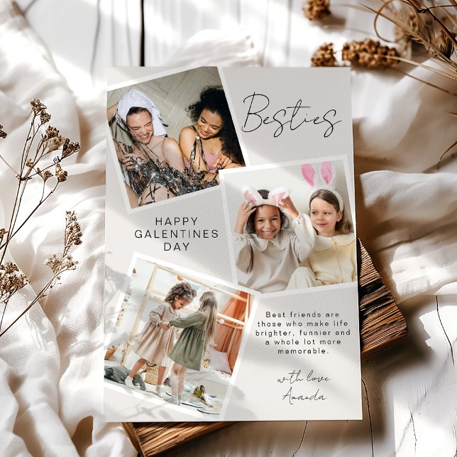 Cartes Pour Fêtes Annuelles Collage photo Besties | Fête des Galentines (Créateur téléchargé)