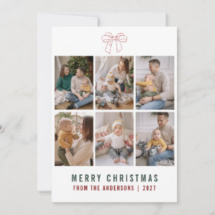 Cartes Pour Fêtes Annuelles Collage photo Coquette Bow Rouge Joyeux Noël 6