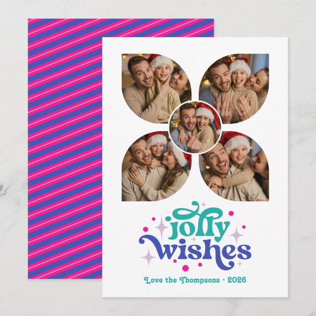 Cartes Pour Fêtes Annuelles Collage photo Cosmic Pop Retro Noël (Devant / Derrière)