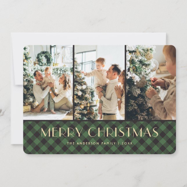 Cartes Pour Fêtes Annuelles Collage photo de Buffalo Vert Joyeux Noël (Devant)