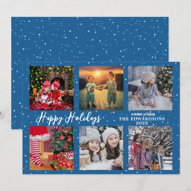Cartes Pour Fêtes Annuelles Collage photo de famille Joyeux Fêtes Noël (Devant / Derrière)