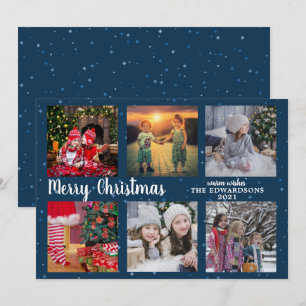 Cartes Pour Fêtes Annuelles Collage photo de famille moderne Joyeux Noël Vacan