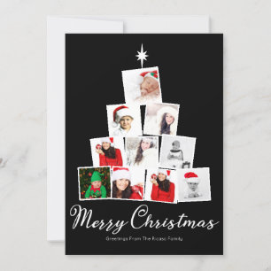 Cartes Pour Fêtes Annuelles Collage photo de l'arbre de Noël personnalisé