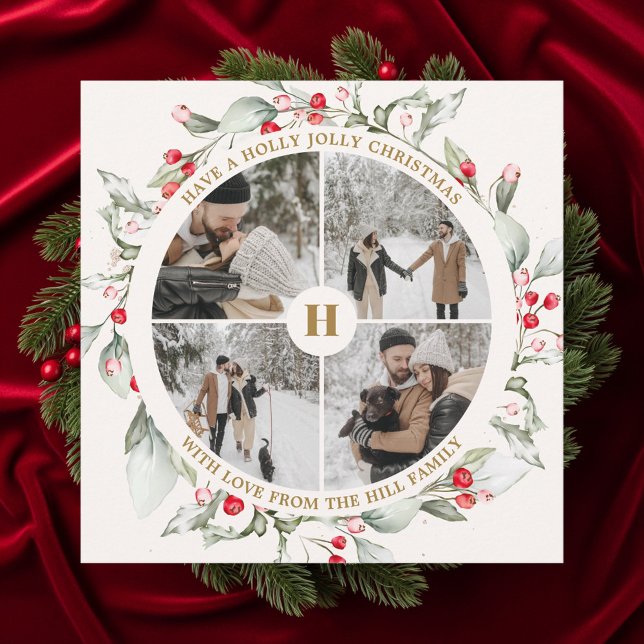 Cartes Pour Fêtes Annuelles Collage photo de Noël Berries (Créateur téléchargé)