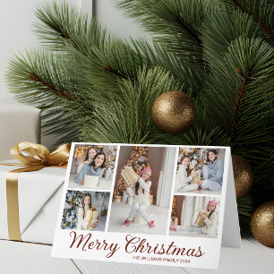 Cartes Pour Fêtes Annuelles Collage photo de Noël élégant avec écriture rouge